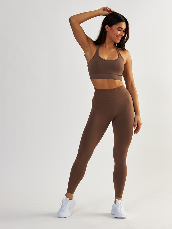 Brązowe Legginsy Modelujące - Gym Queen