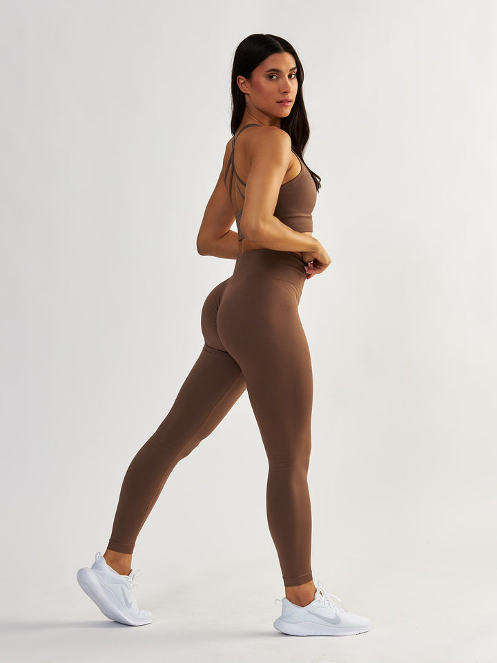 Brązowe Legginsy Modelujące - Gym Queen