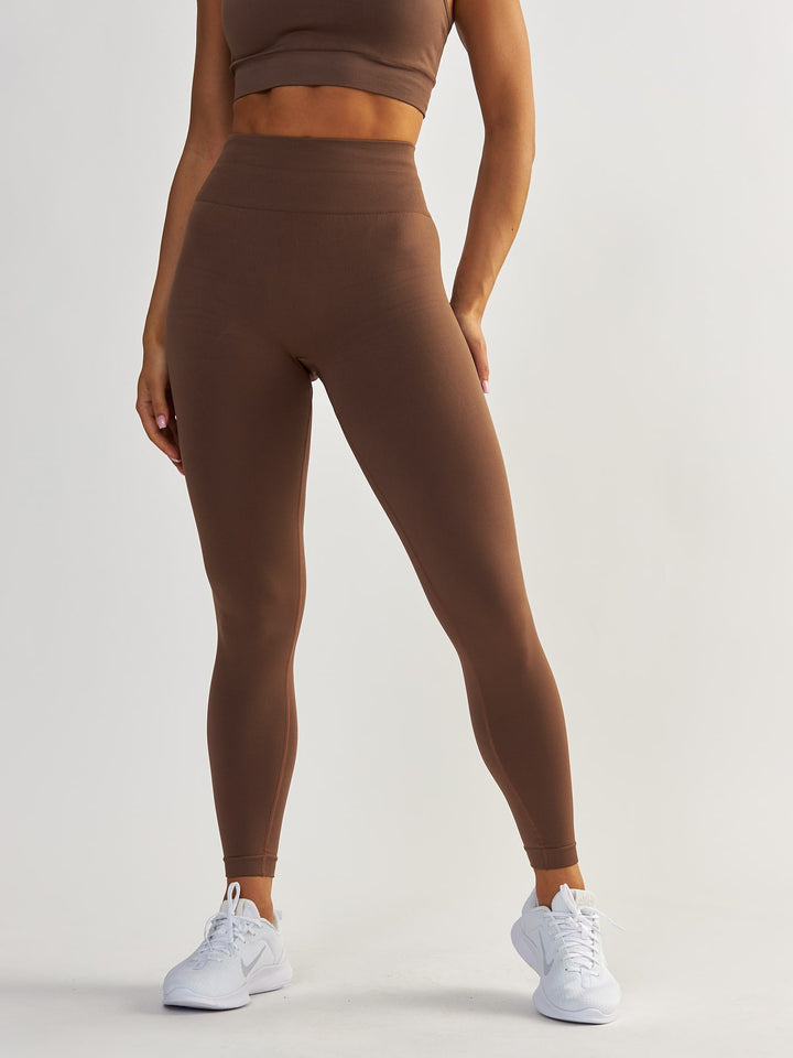 Brązowe Legginsy Modelujące - Gym Queen