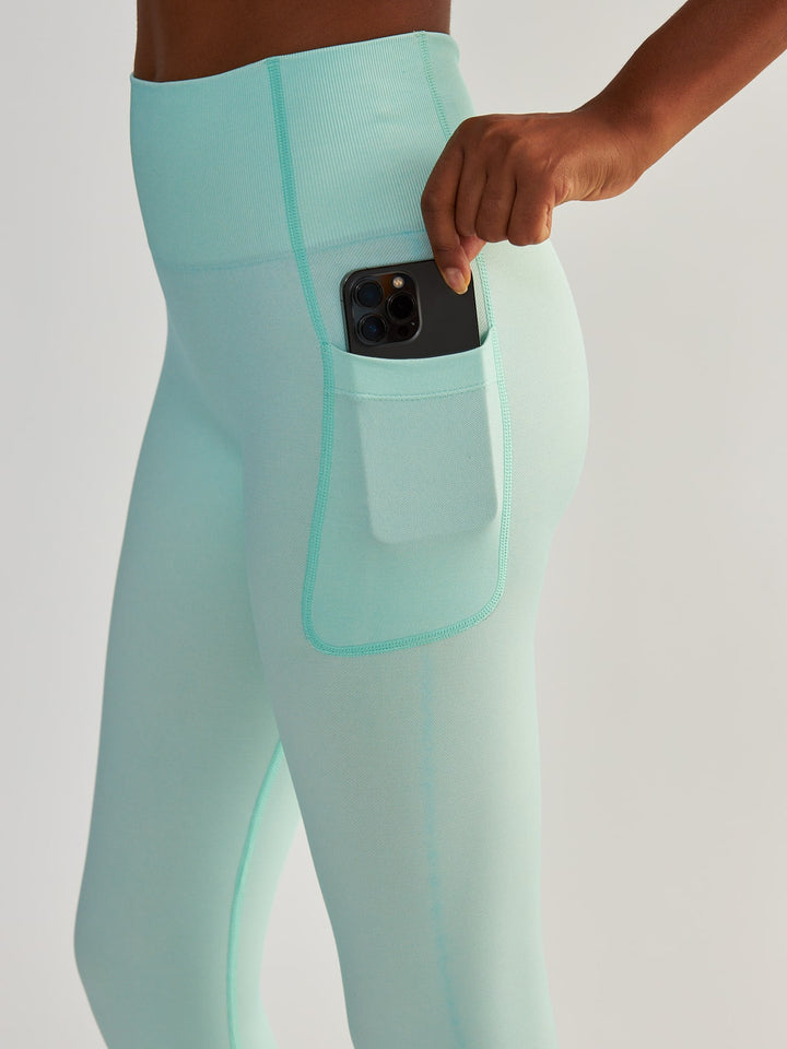 Kompresyjne Miętowe Legginsy z Kieszeniami - Lift Me Up