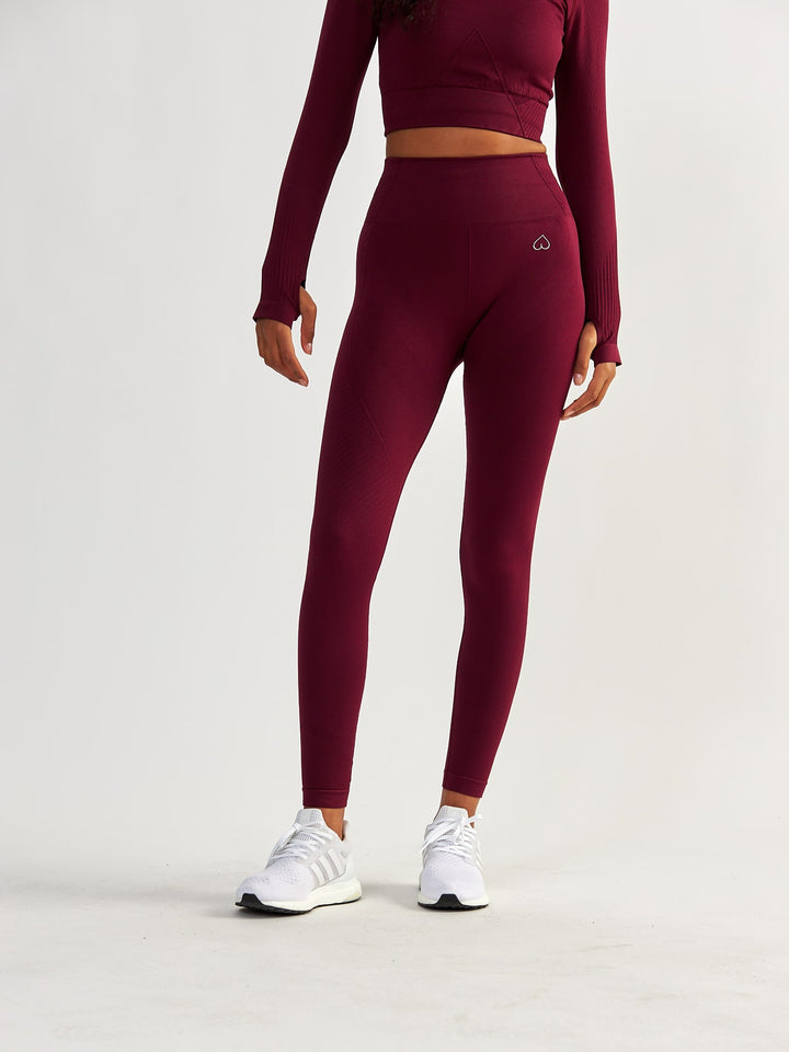 Bordowe Legginsy Bezszwowe - Femme Force