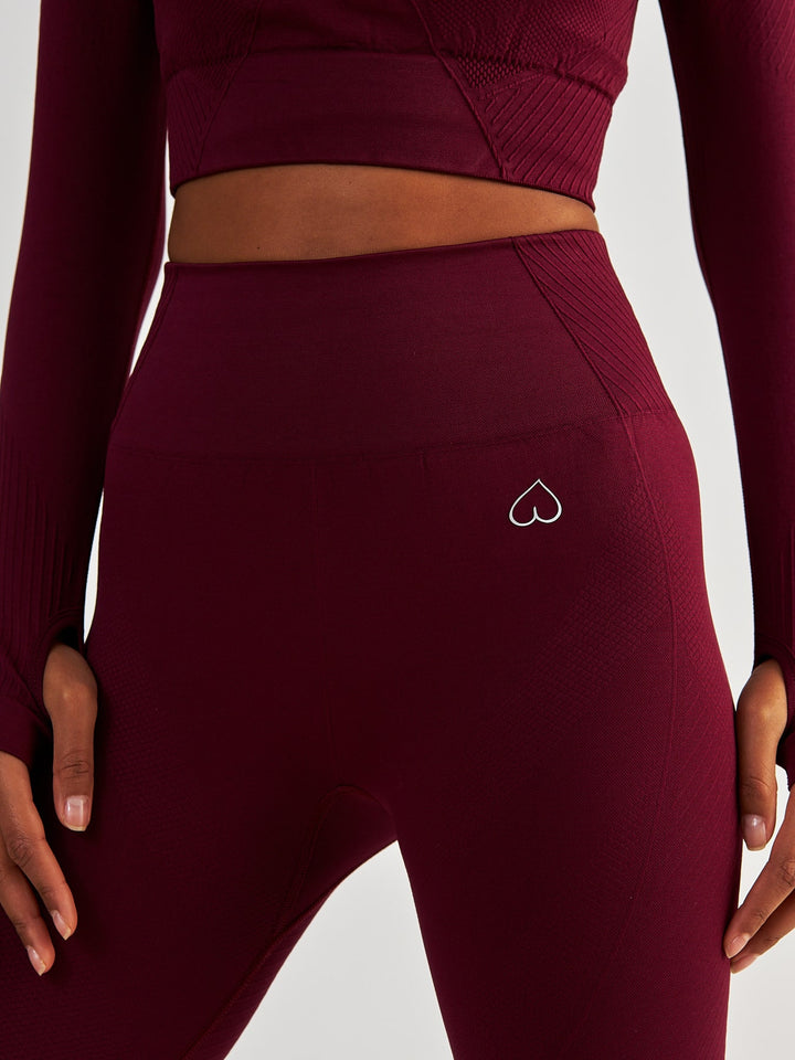 Bordowe Legginsy Bezszwowe - Femme Force