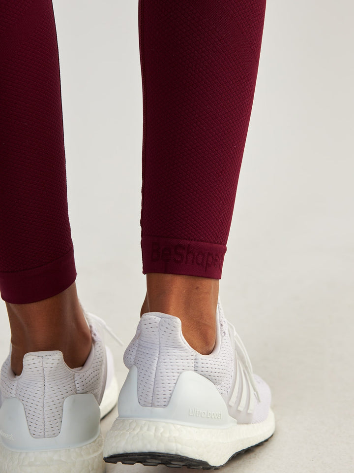 Bordowe Legginsy Bezszwowe - Femme Force