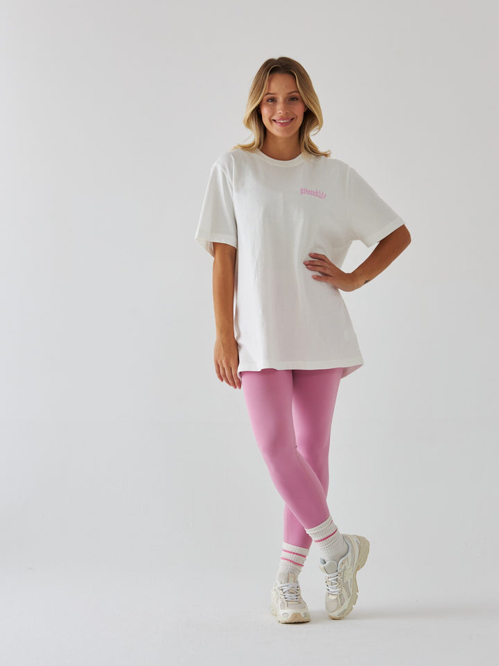 Mleczny T-shirt Oversize - Pilates Princess