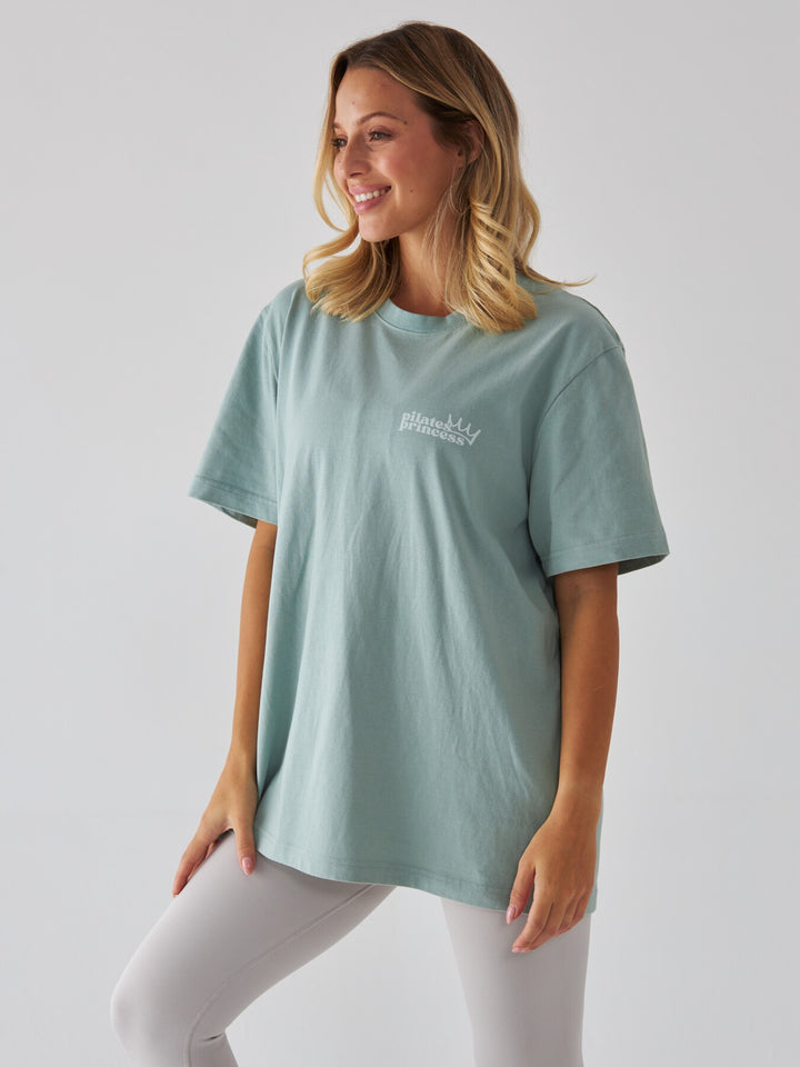 Miętowy T-shirt Oversize - Pilates Princess