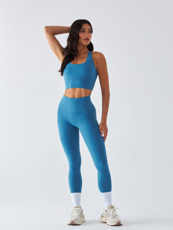 Blue Sports Leggings - Morning Dew
