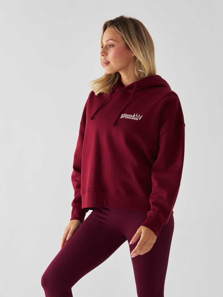 Bordowa Bluza z Kapturem - Pilates Princess