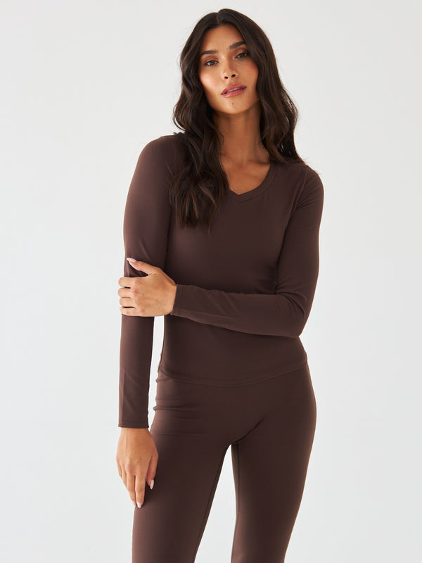 Brązowy Longsleeve Sportowy - Morning Dew