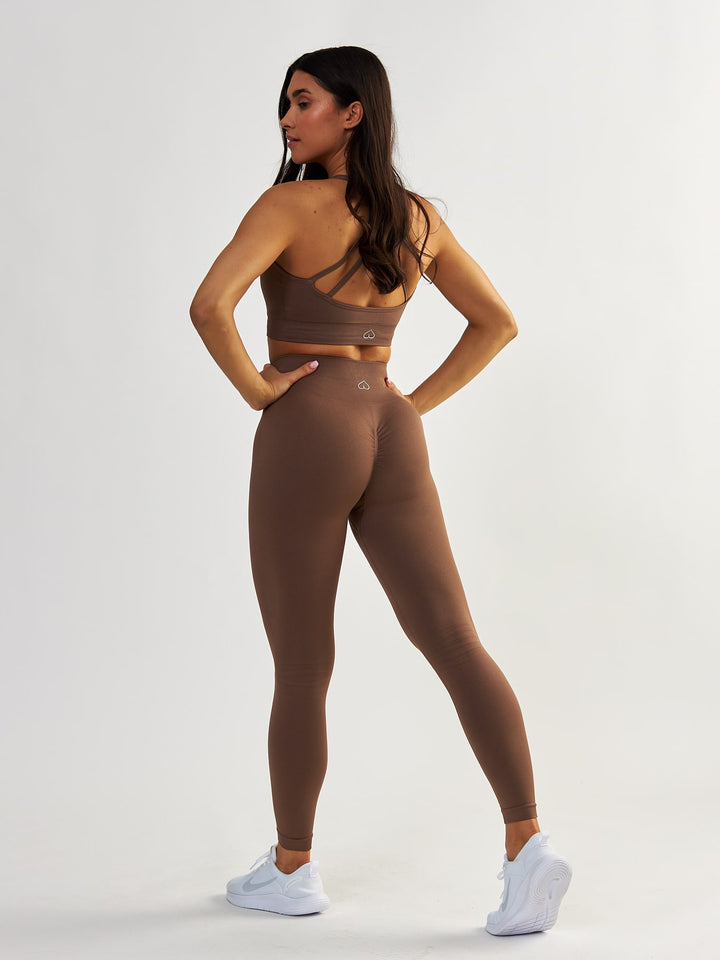 Brązowe Legginsy Modelujące - Gym Queen