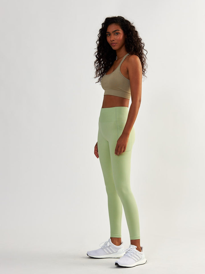 Kompresyjne Pistacjowe Legginsy z Kieszeniami - Lift Me Up
