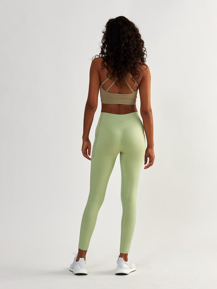Kompresyjne Pistacjowe Legginsy z Kieszeniami - Lift Me Up