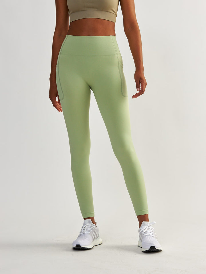 Kompresyjne Pistacjowe Legginsy z Kieszeniami - Lift Me Up