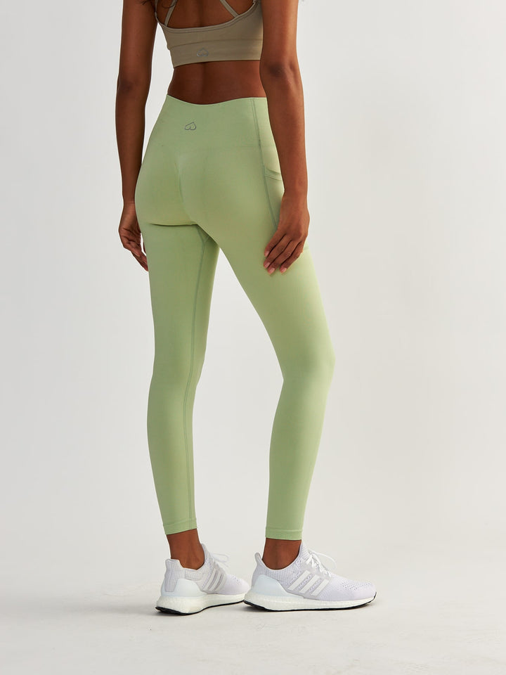 Kompresyjne Pistacjowe Legginsy z Kieszeniami - Lift Me Up