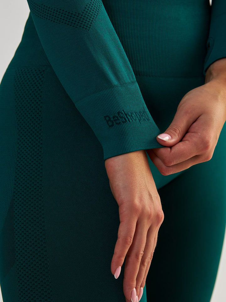 Dunkelgrünes Sport-Longsleeve - Power Up!