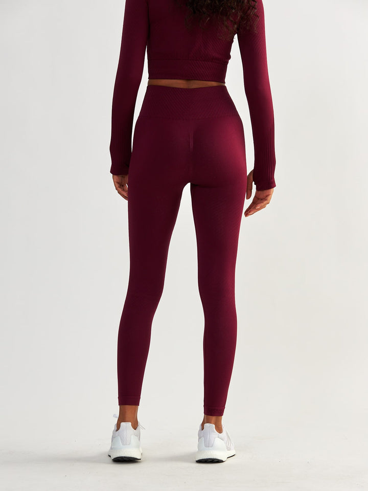 Bordowe Legginsy Bezszwowe - Femme Force