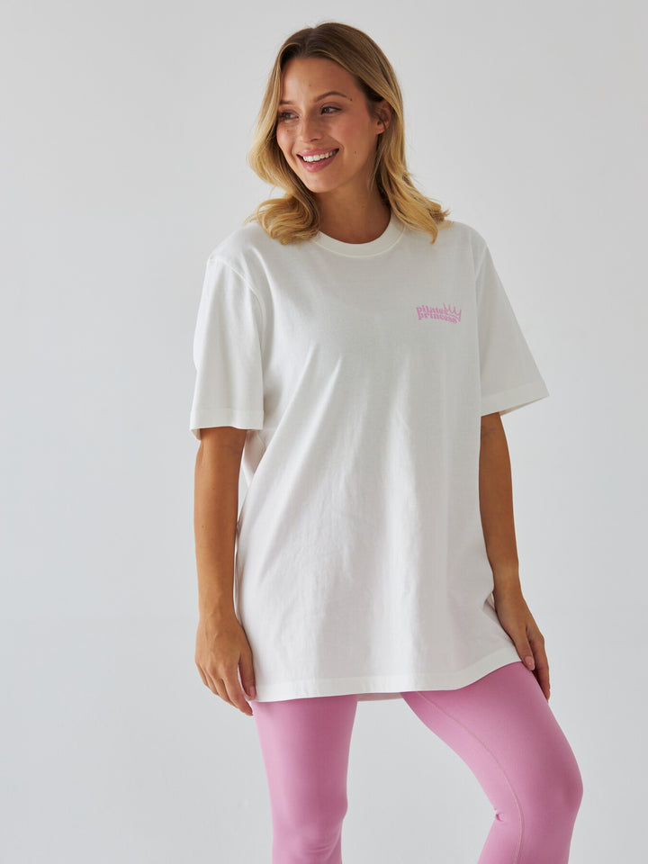 Mleczny T-shirt Oversize - Pilates Princess