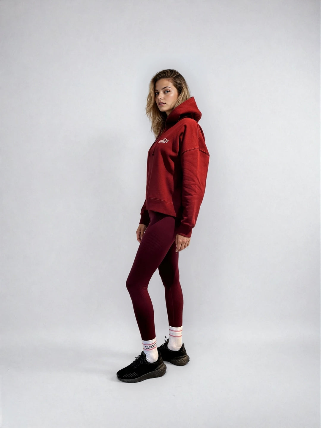 Bordowa Bluza z Kapturem - Pilates Princess