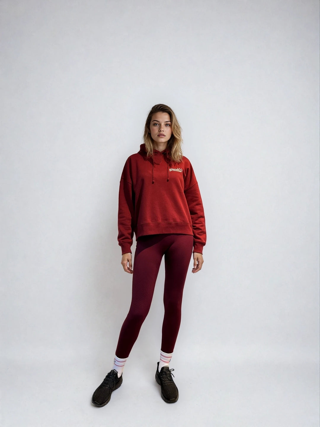 Bordowa Bluza z Kapturem - Pilates Princess