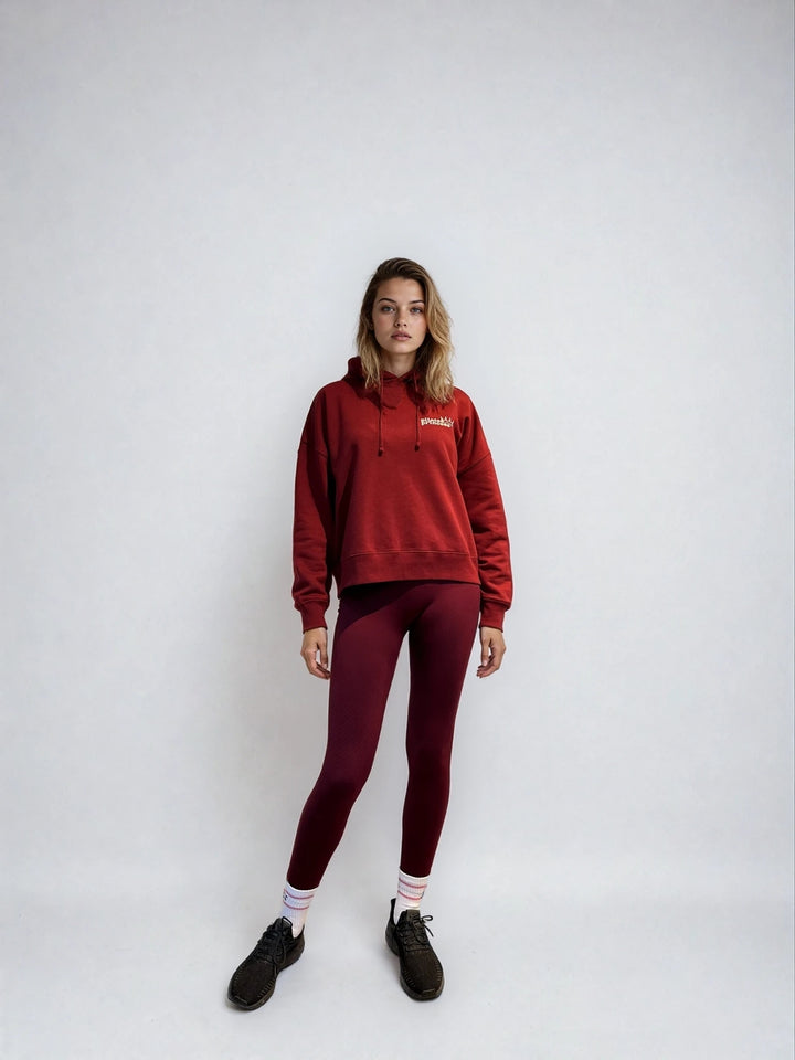 Bordowa Bluza z Kapturem - Pilates Princess