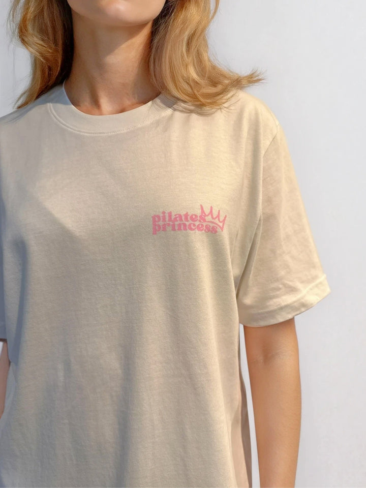 Mleczny T-shirt Oversize - Pilates Princess
