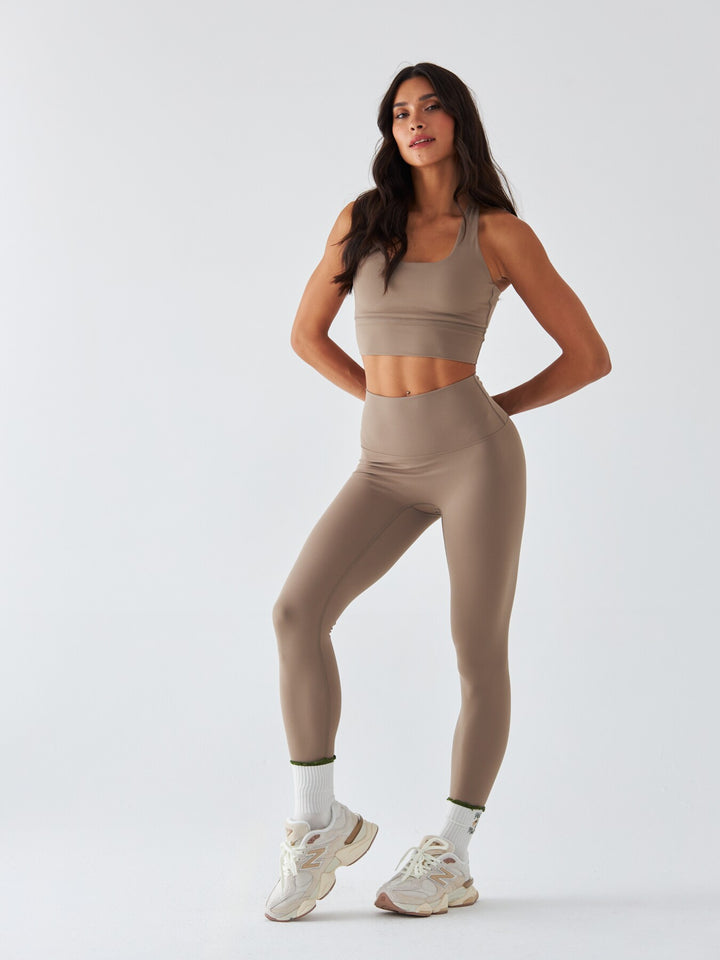 Beżowe Legginsy Sportowe - Morning Dew