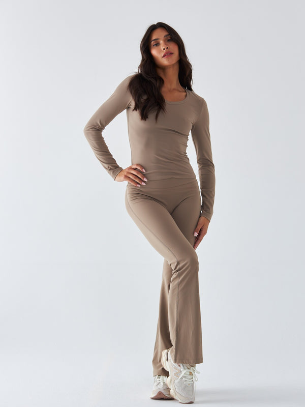 Beżowe Legginsy Dzwony - Morning Dew