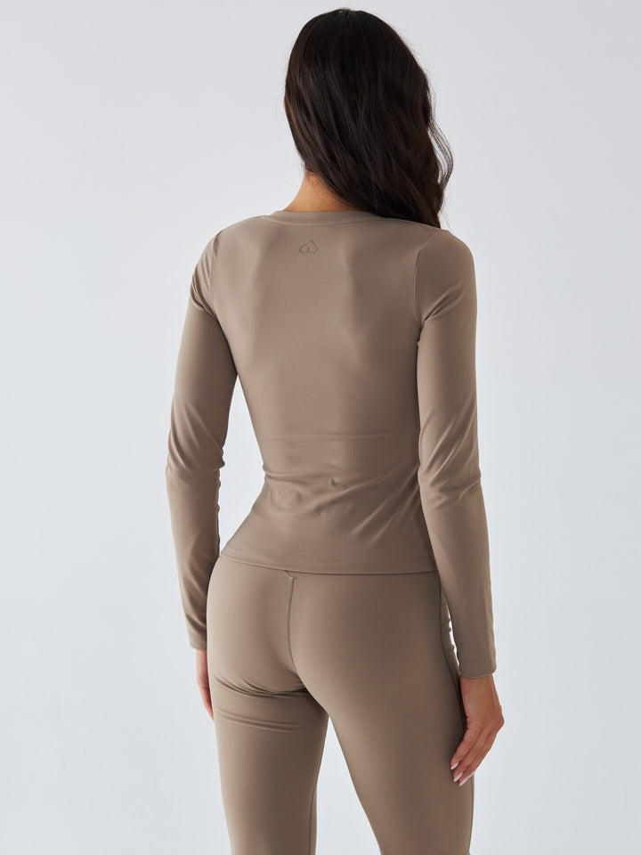 Beżowy Longsleeve Sportowy - Morning Dew