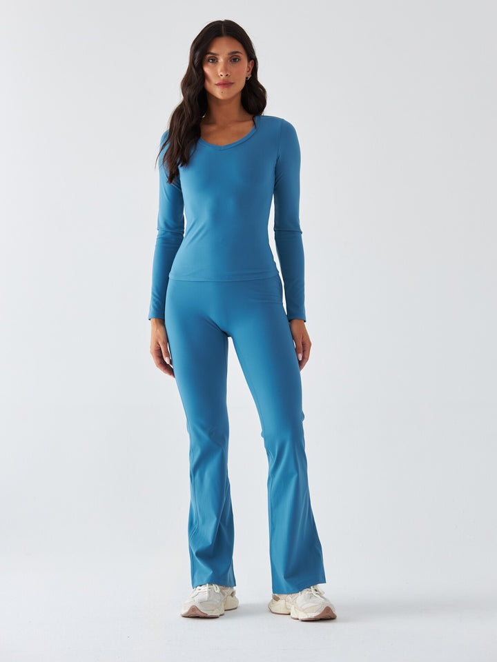 Niebieskie Legginsy Dzwony - Morning Dew