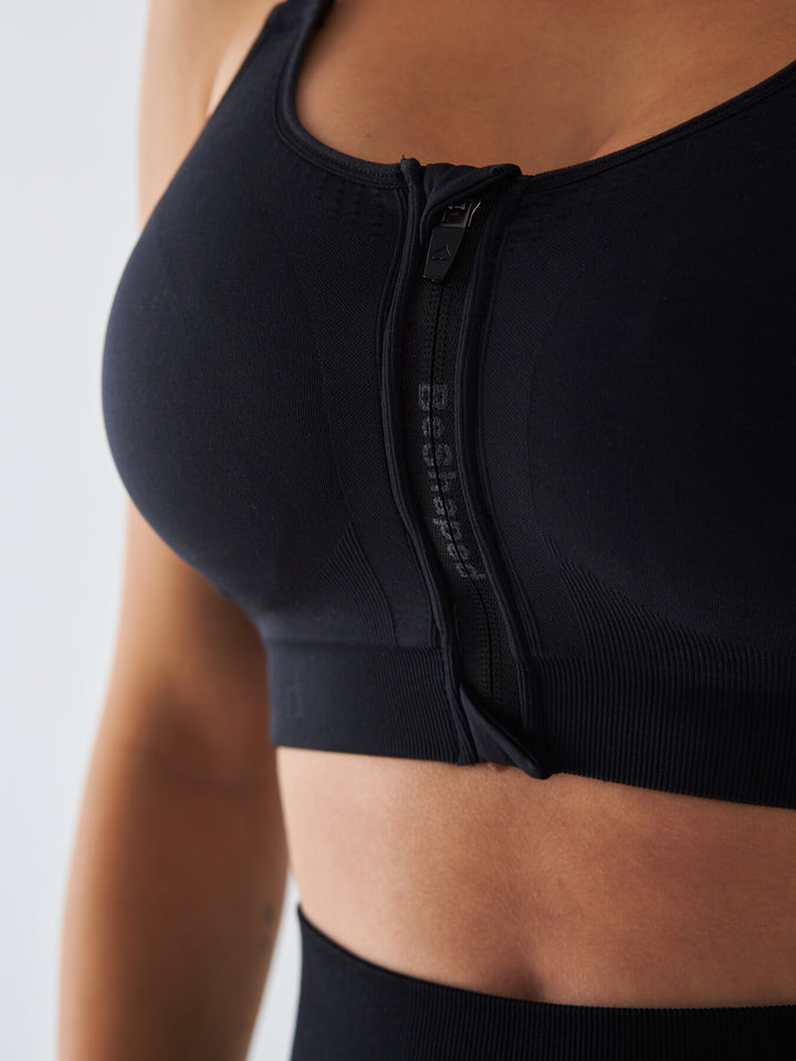 Czarny Stanik Sportowy Zapinany z Przodu - Ultra