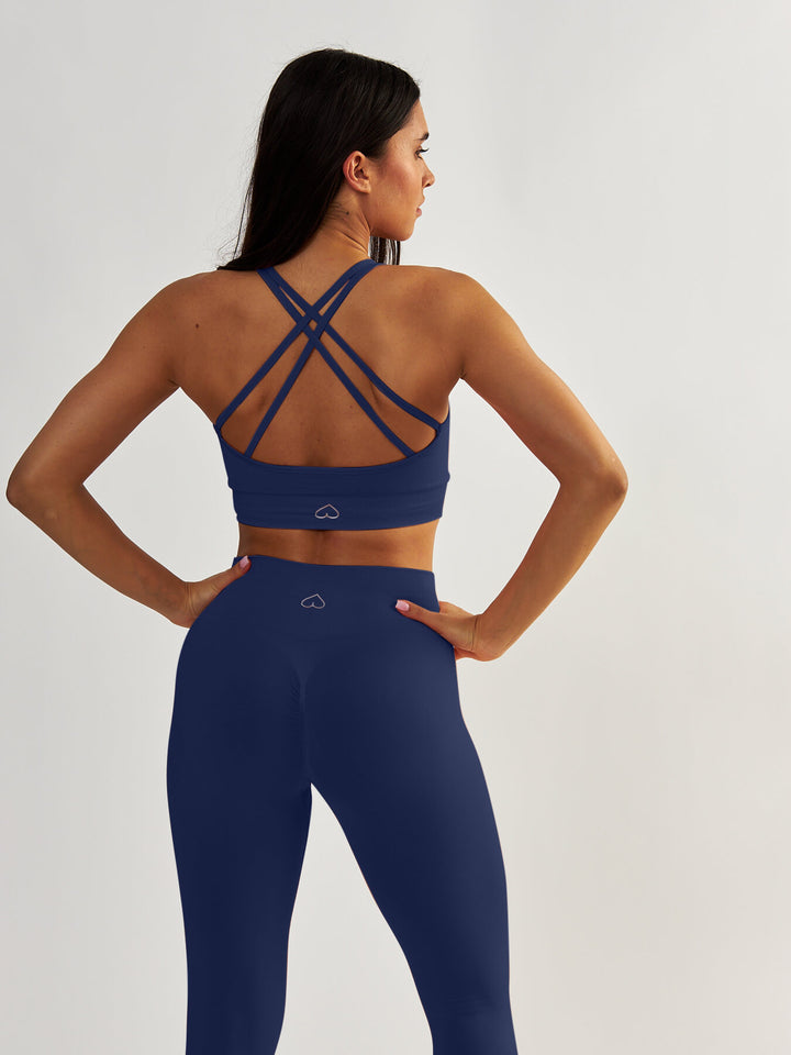 Navy Blue Sports Bra - Gym Queen