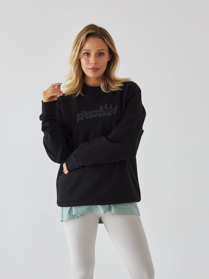 Czarna Bluza Oversize - Pilates Princess
