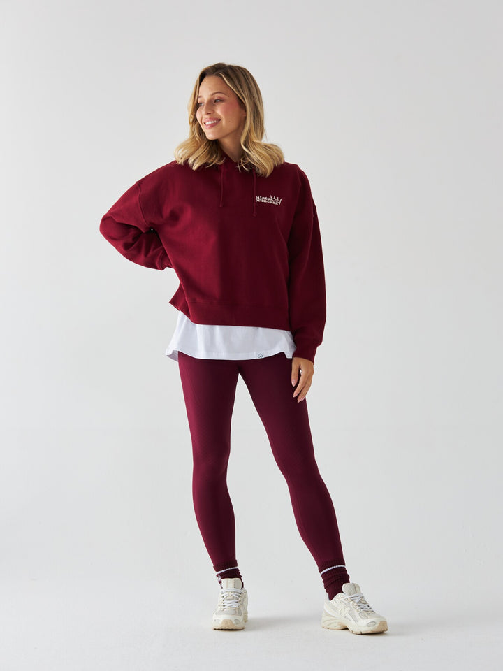 Bordowa Bluza z Kapturem - Pilates Princess