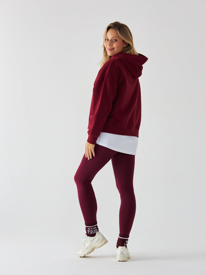 Bordowa Bluza z Kapturem - Pilates Princess
