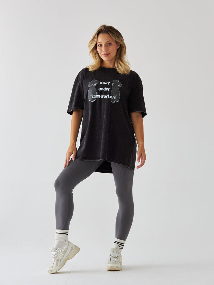 Czarny T-shirt Damski Retro - Body Under Construction