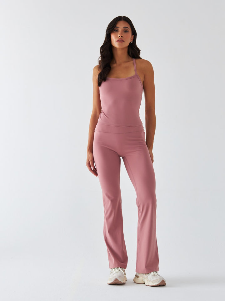 Różowe Legginsy Dzwony - Morning Dew