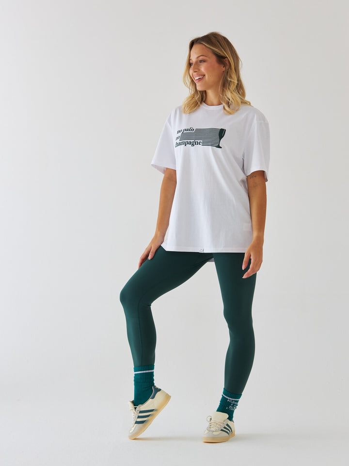 Biały T-shirt Damski - No Pain No Champagne