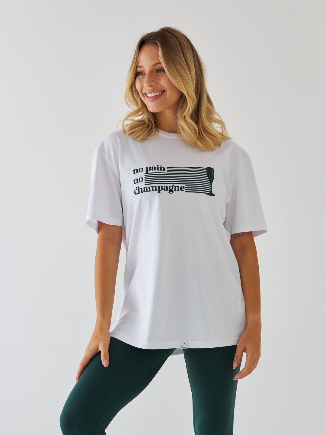 Biały T-shirt Damski - No Pain No Champagne