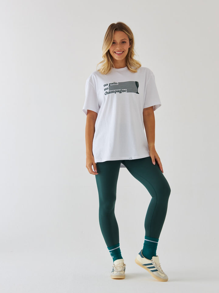 Biały T-shirt Damski - No Pain No Champagne