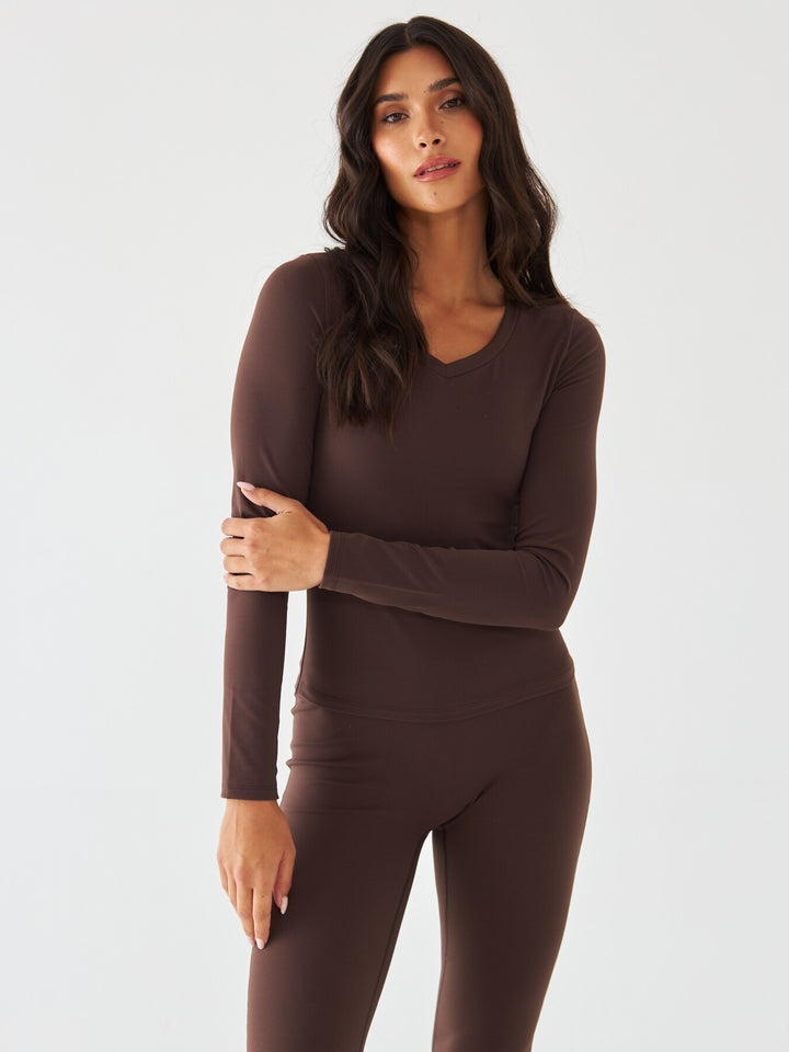 Brązowy Longsleeve Sportowy - Morning Dew