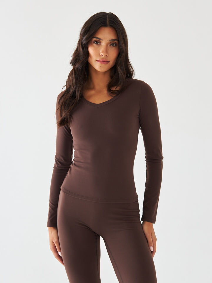 Brązowy Longsleeve Sportowy - Morning Dew