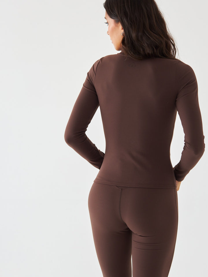 Brązowy Longsleeve Sportowy - Morning Dew