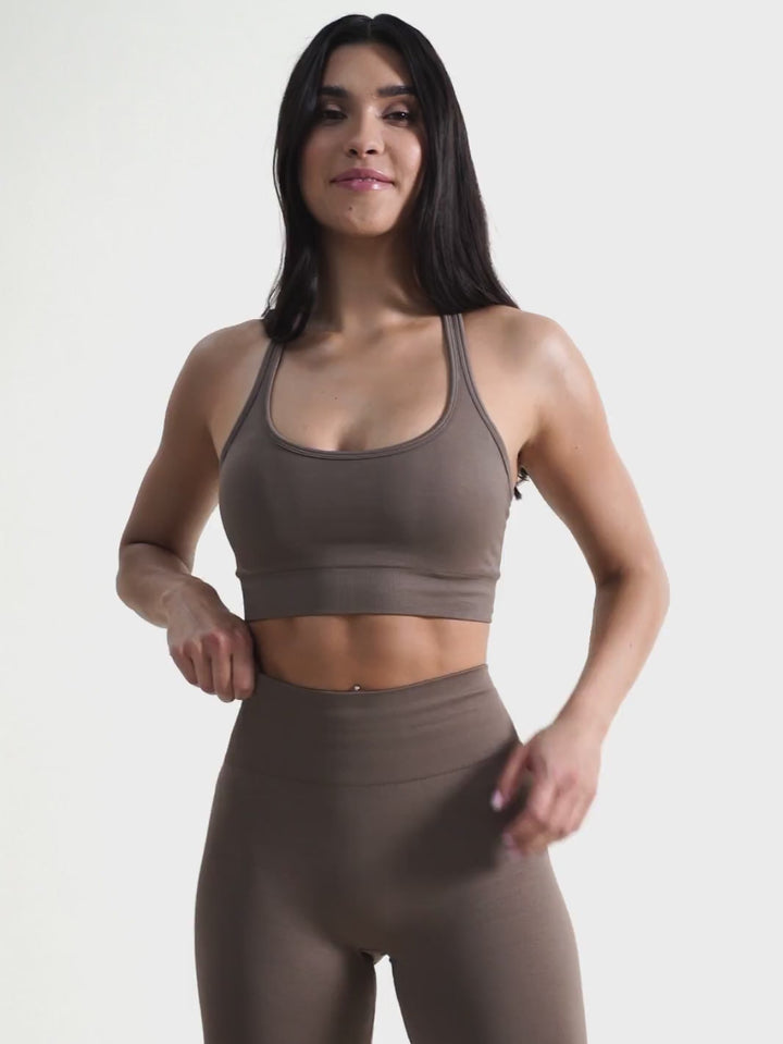 Brązowy Stanik Sportowy - Gym Queen