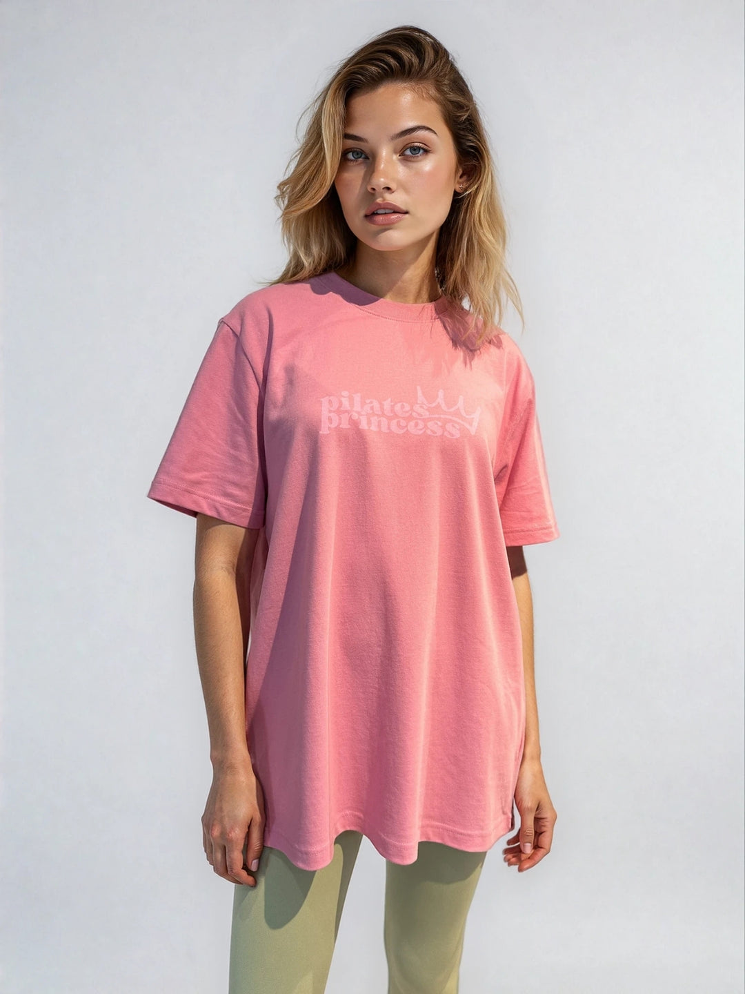 Różowy T-shirt Oversize - Pilates Princess