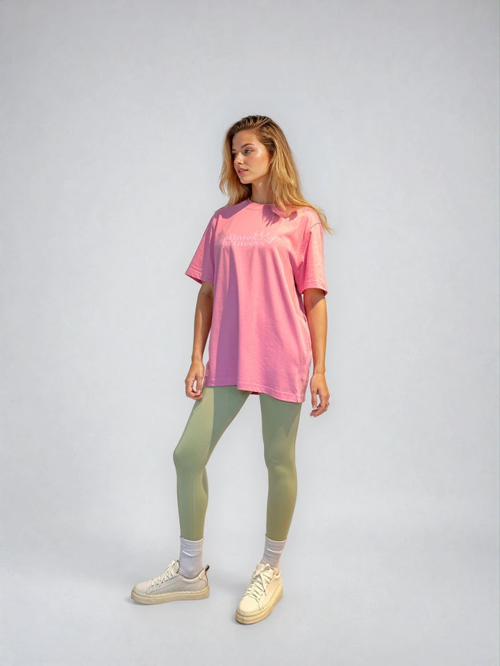Różowy T-shirt Oversize - Pilates Princess