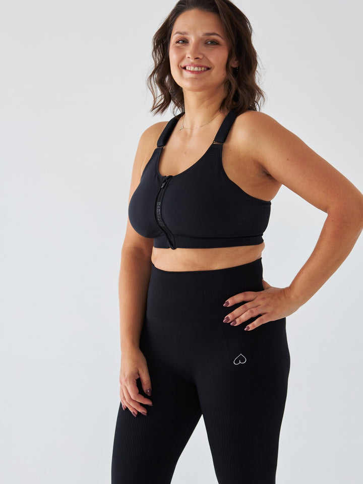 Czarny Stanik Sportowy na Duży Biust - Ultra