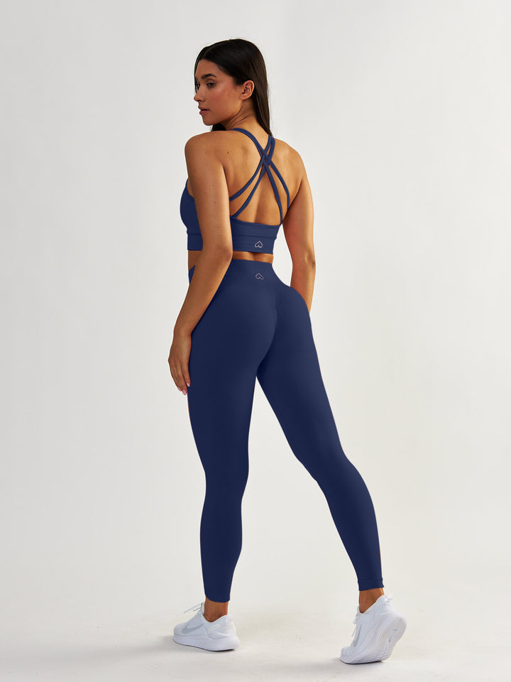Navy Blue Sports Bra - Gym Queen